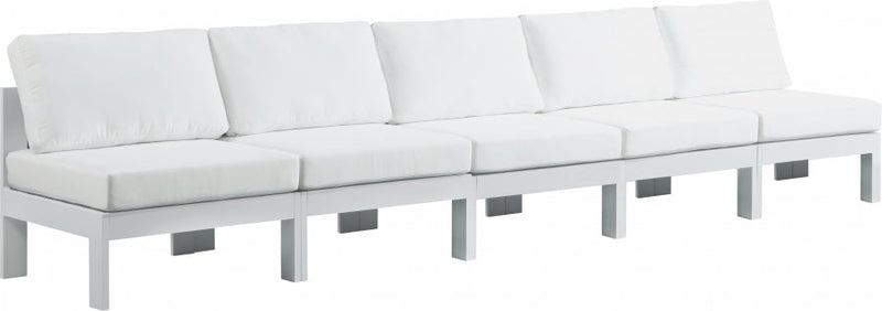 [HOT DEAL] Nizuc Fabric / Foam / Aluminum White Outdoor Patio Modular Sofa