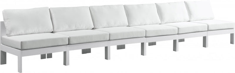 [HOT DEAL] Nizuc Fabric / Foam / Aluminum White Outdoor Patio Modular Sofa