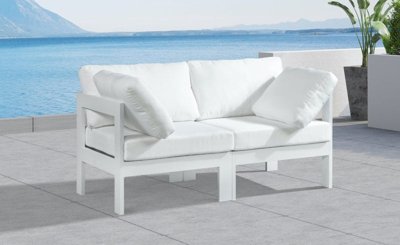 [HOT DEAL] Nizuc Fabric / Foam / Aluminum White Outdoor Patio Modular Sofa