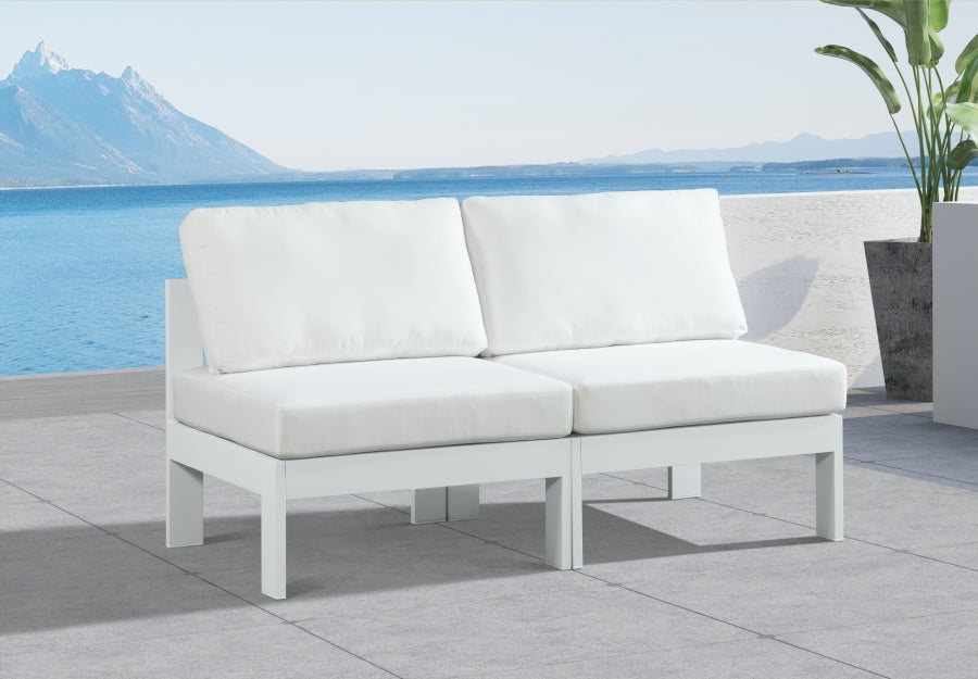 [HOT DEAL] Nizuc Fabric / Foam / Aluminum White Outdoor Patio Modular Sofa