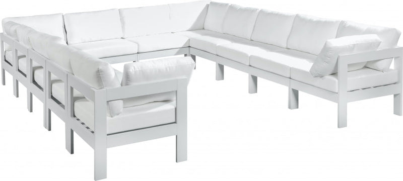[HOT DEAL] Nizuc Fabric / Foam / Aluminum White Outdoor Patio Modular Sectional