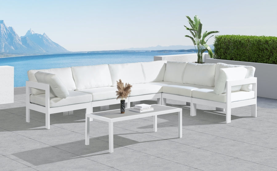 [HOT DEAL] Nizuc Fabric / Foam / Aluminum White Outdoor Patio Modular Sectional