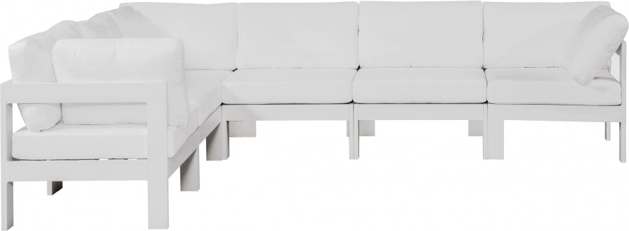 [HOT DEAL] Nizuc Fabric / Foam / Aluminum White Outdoor Patio Modular Sectional