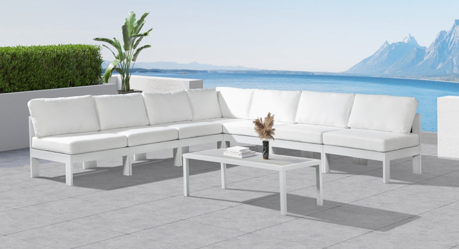 [HOT DEAL] Nizuc Fabric / Foam / Aluminum White Outdoor Patio Modular Sectional