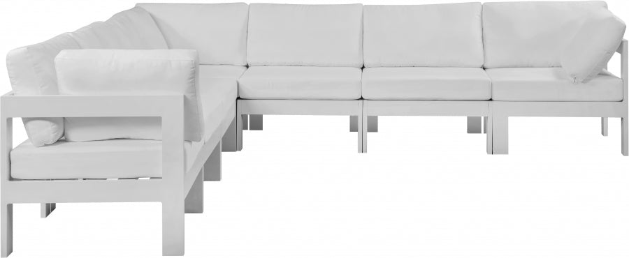 [HOT DEAL] Nizuc Fabric / Foam / Aluminum White Outdoor Patio Modular Sectional