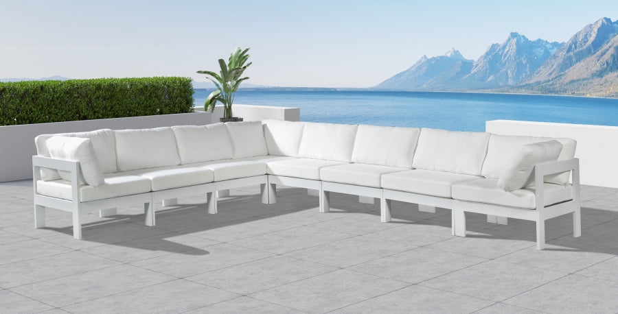 [HOT DEAL] Nizuc Fabric / Foam / Aluminum White Outdoor Patio Modular Sectional
