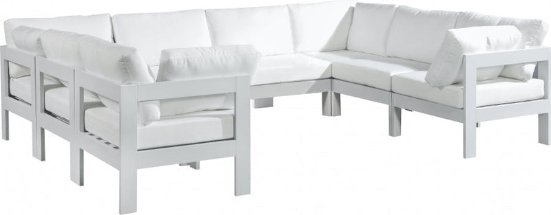 [HOT DEAL] Nizuc Fabric / Foam / Aluminum White Outdoor Patio Modular Sectional