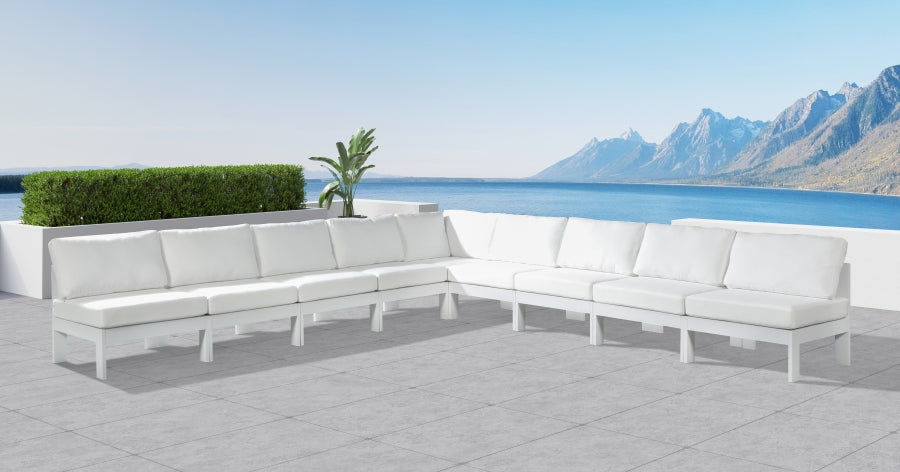 [HOT DEAL] Nizuc Fabric / Foam / Aluminum White Outdoor Patio Modular Sectional