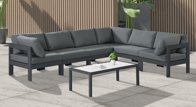 [HOT DEAL] Nizuc Fabric / Foam / Aluminum Grey Outdoor Patio Modular Sectional