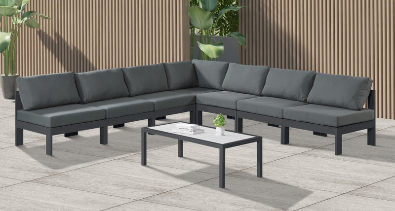 [HOT DEAL] Nizuc Fabric / Foam / Aluminum Grey Outdoor Patio Modular Sectional