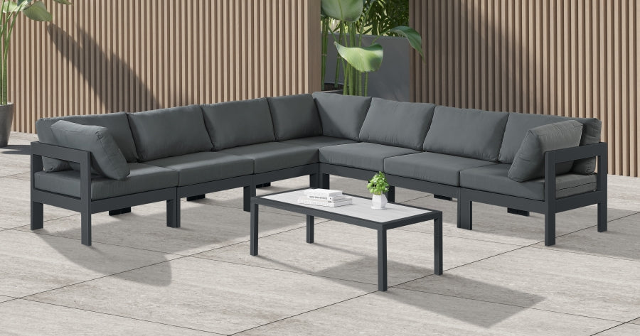 [HOT DEAL] Nizuc Fabric / Foam / Aluminum Grey Outdoor Patio Modular Sectional