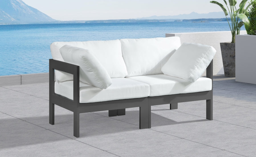 [HOT DEAL] Nizuc Fabric / Foam / Aluminum White Outdoor Patio Modular Sofa