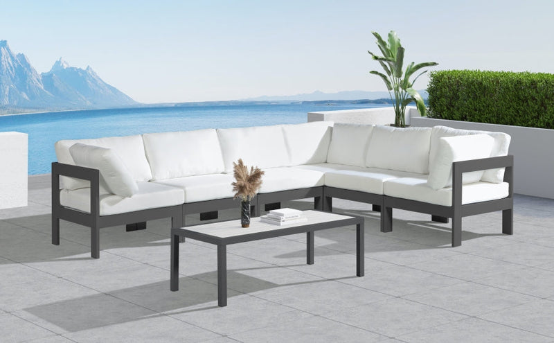 [HOT DEAL] Nizuc Fabric / Foam / Aluminum White Outdoor Patio Modular Sectional