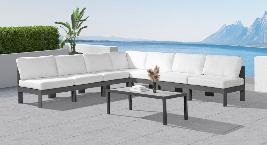 [HOT DEAL] Nizuc Fabric / Foam / Aluminum White Outdoor Patio Modular Sectional