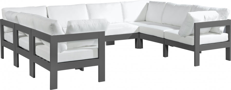 [HOT DEAL] Nizuc Fabric / Foam / Aluminum White Outdoor Patio Modular Sectional