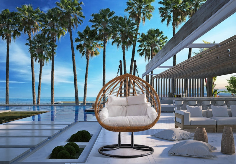 [HOT DEAL] Tarzan Steel Natural Outdoor Patio Double Swing Chair