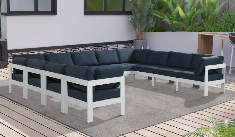 [HOT DEAL] Nizuc Fabric / Foam / Aluminum Navy Outdoor Patio Modular Sectional