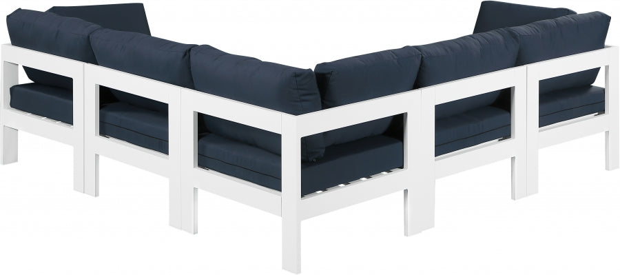 [HOT DEAL] Nizuc Fabric / Foam / Aluminum Navy Outdoor Patio Modular Sectional