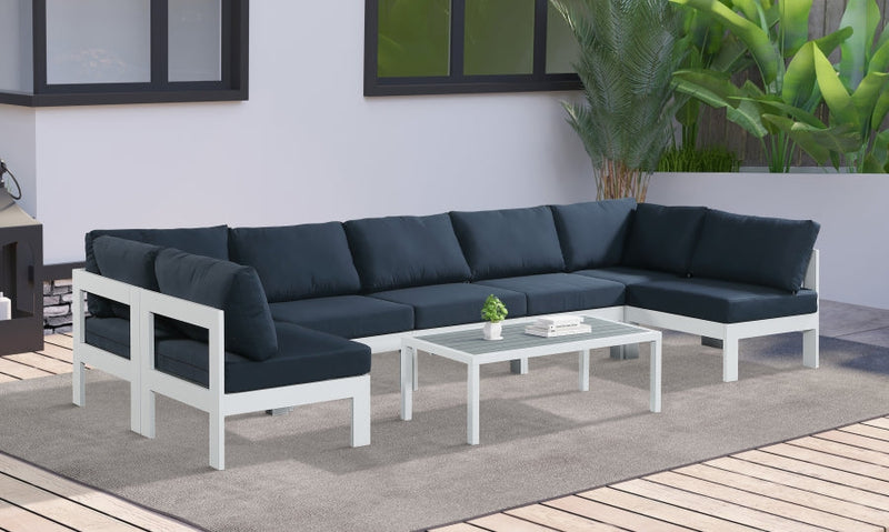 [HOT DEAL] Nizuc Fabric / Foam / Aluminum Navy Outdoor Patio Modular Sectional