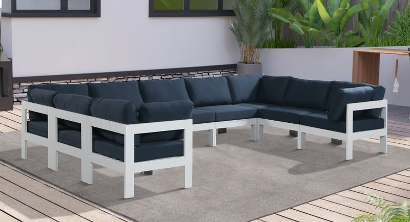[HOT DEAL] Nizuc Fabric / Foam / Aluminum Navy Outdoor Patio Modular Sectional