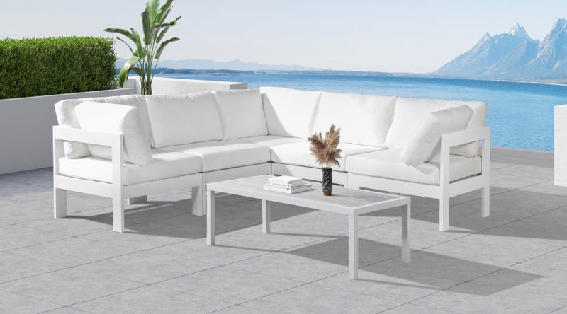 [HOT DEAL] Nizuc Fabric / Foam / Aluminum White Outdoor Patio Modular Sectional
