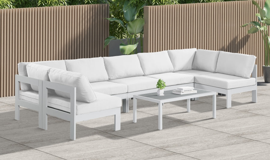[HOT DEAL] Nizuc Fabric / Foam / Aluminum White Outdoor Patio Modular Sectional