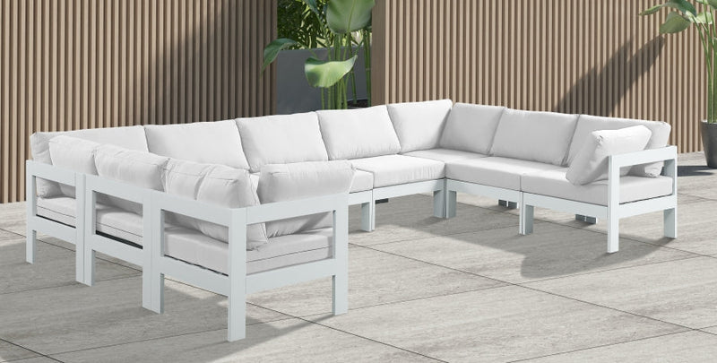 [HOT DEAL] Nizuc Fabric / Foam / Aluminum White Outdoor Patio Modular Sectional