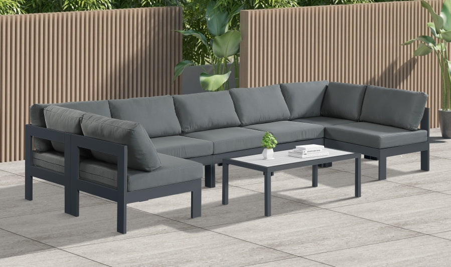 [HOT DEAL] Nizuc Fabric / Foam / Aluminum Grey Outdoor Patio Modular Sectional
