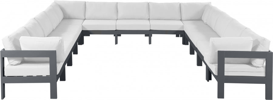 [HOT DEAL] Nizuc Fabric / Foam / Aluminum White Outdoor Patio Modular Sectional