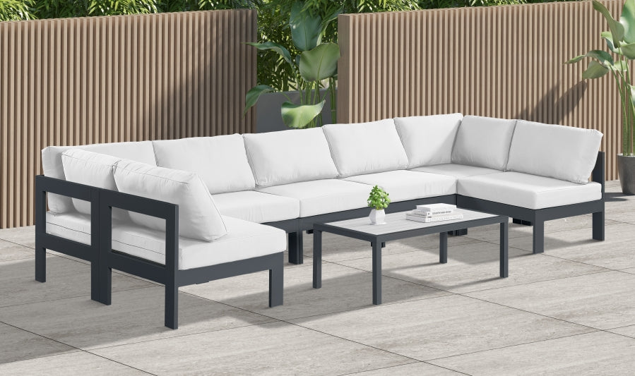 [HOT DEAL] Nizuc Fabric / Foam / Aluminum White Outdoor Patio Modular Sectional
