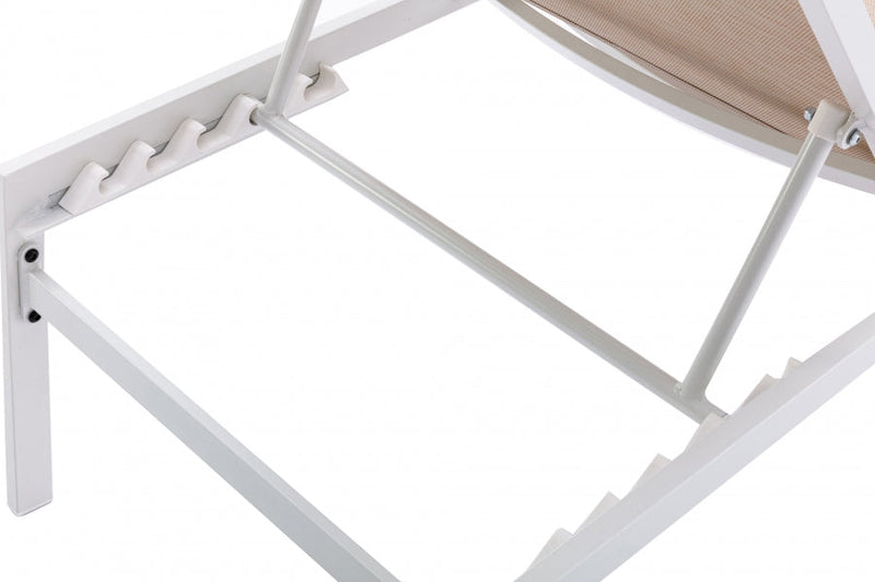[HOT DEAL] Santorini Aluminum Beige Outdoor Patio Aluminum Mesh Chaise Lounge Chair