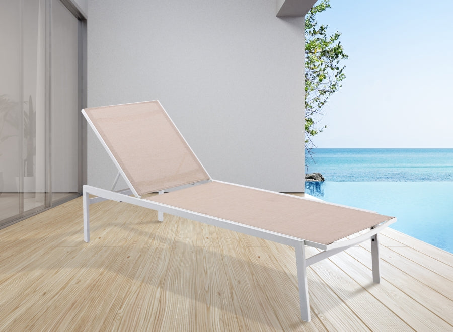 [HOT DEAL] Santorini Aluminum Beige Outdoor Patio Aluminum Mesh Chaise Lounge Chair