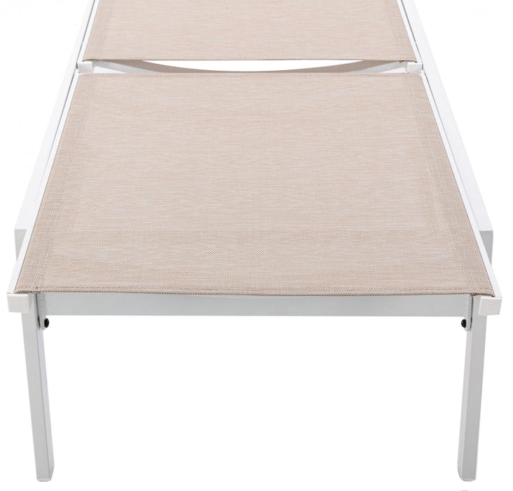 [HOT DEAL] Santorini Aluminum Beige Outdoor Patio Aluminum Mesh Chaise Lounge Chair