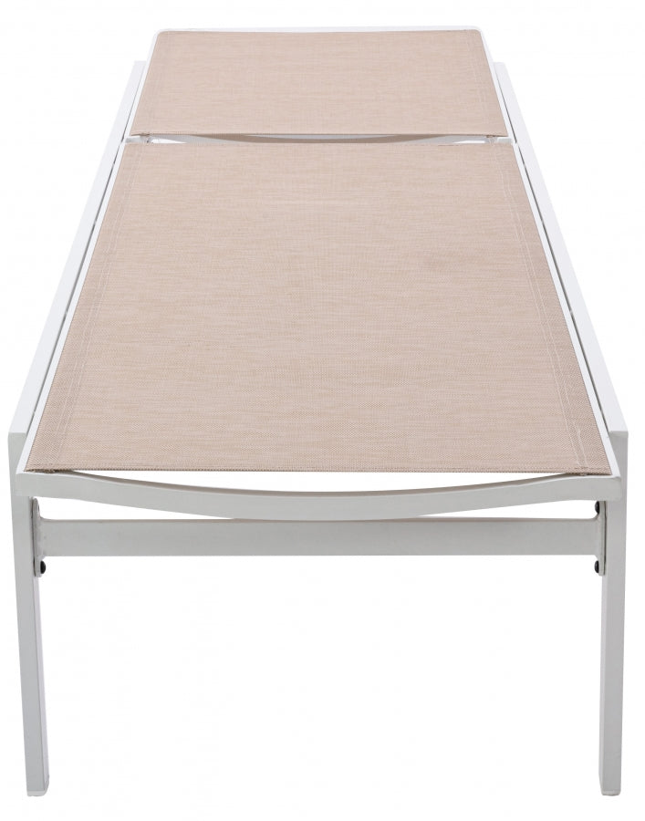 [HOT DEAL] Santorini Aluminum Beige Outdoor Patio Aluminum Mesh Chaise Lounge Chair
