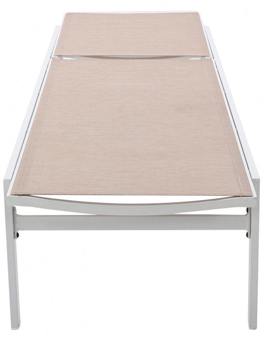 [HOT DEAL] Santorini Aluminum Beige Outdoor Patio Aluminum Mesh Chaise Lounge Chair