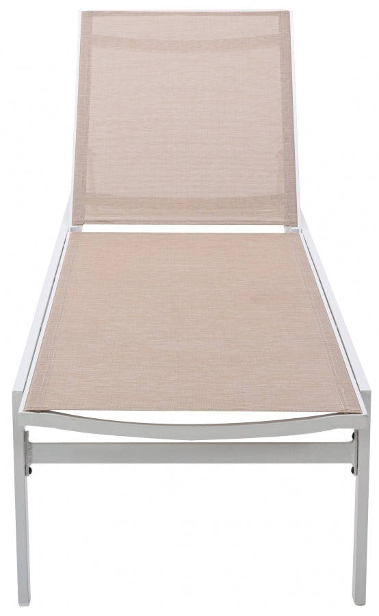 [HOT DEAL] Santorini Aluminum Beige Outdoor Patio Aluminum Mesh Chaise Lounge Chair