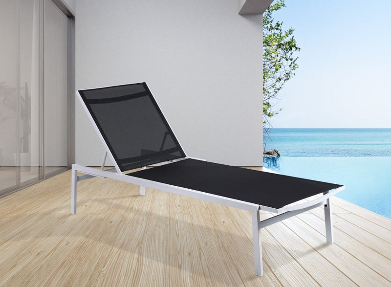 [HOT DEAL] Santorini Aluminum Black Outdoor Patio Aluminum Mesh Chaise Lounge Chair