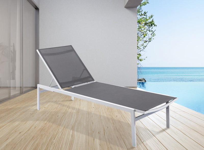 [HOT DEAL] Santorini Aluminum Grey Outdoor Patio Aluminum Mesh Chaise Lounge Chair