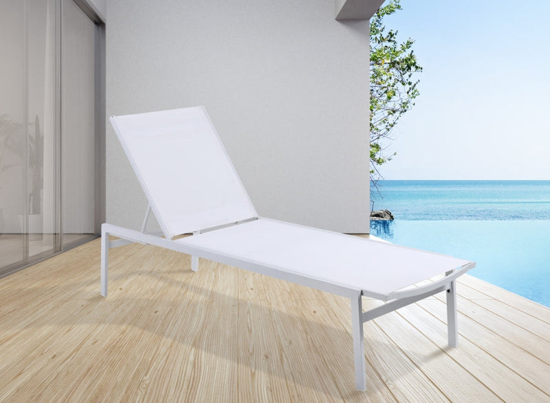 [HOT DEAL] Santorini Aluminum White Outdoor Patio Aluminum Mesh Chaise Lounge Chair