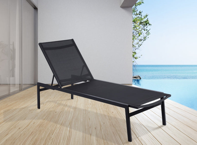 [HOT DEAL] Santorini Aluminum Black Outdoor Patio Aluminum Mesh Chaise Lounge Chair