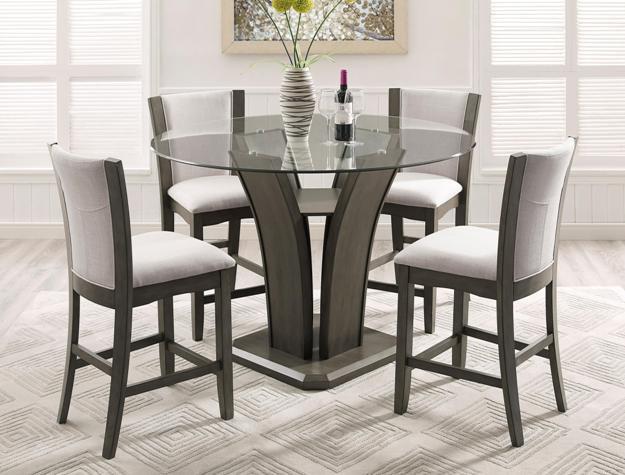 [OVERSTOCK] Camelia Gray Counter Height Chair, Set of 4 - Lara Furniture