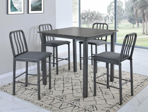 Renzo Gray 5-Piece Counter Height Set - Lara Furniture
