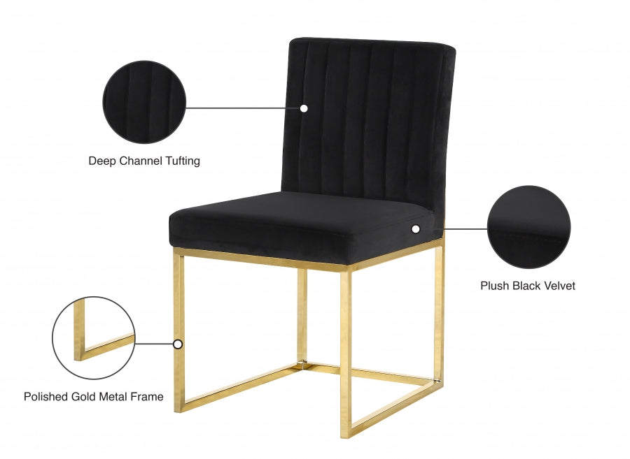 Giselle Velvet Black Dining Chair (Set of 2)