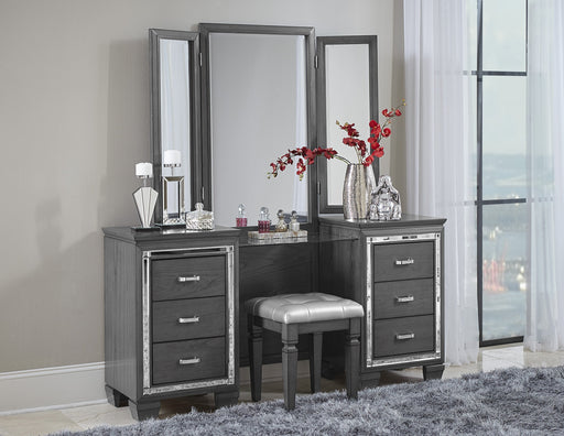 Allura Gray Vanity Set with Stool - Luna Furniture (4761696731271)