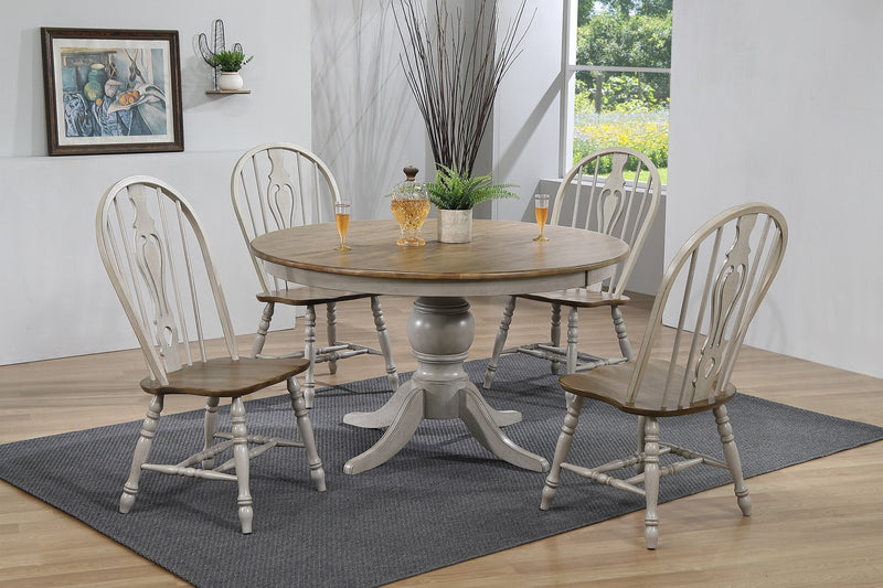 Jack Gray/Brown Keyhole Round Dining Room Set - Lara FurnitureDining Room Set