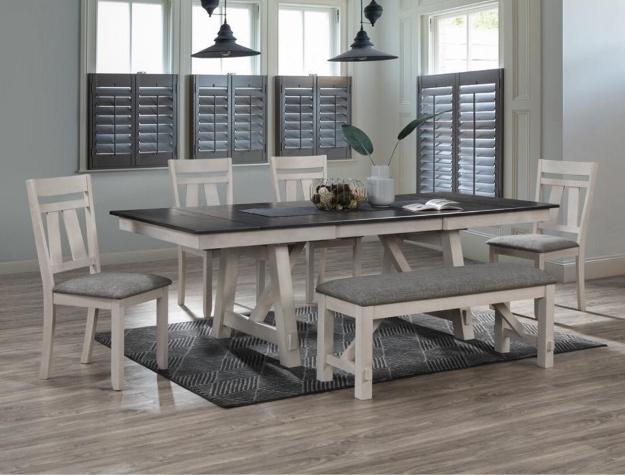 Maribelle Chalk/Gray Bench - Lara FurnitureDining Bench