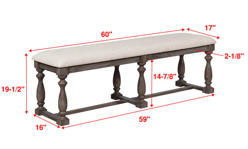 Regent Grayish Brown Bench - Lara Furniture