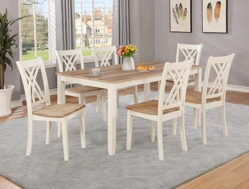 Josie White/Brown 7-Piece Dining Set - Lara Furniture