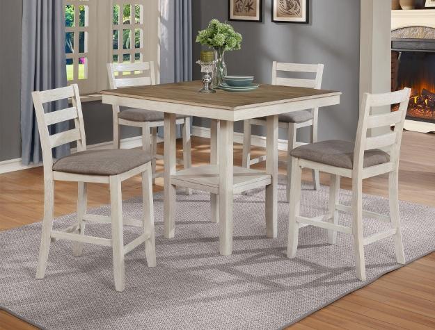 Tahoe White 5-Piece Counter Height Dining Set - Lara Furniture