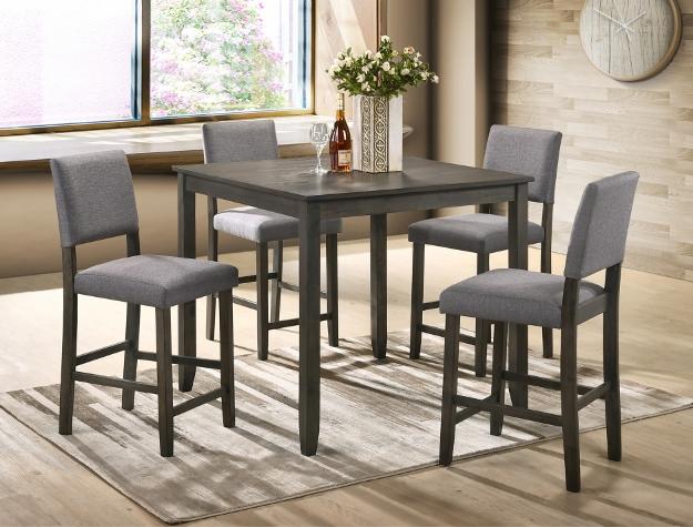 Derick Gray 5-Piece Counter Height Set - Lara Furniture